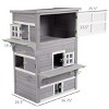3 Story Outdoor Wooden Cat House with Asphalt Roof Raised Floor Escape Doors Jump Platforms,Feral Cat Shelter for Multiple Cats - LAOTIES - 4 of 4