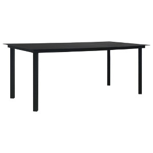 Dining Table Black Steel, Glass 74.8 x 35.4 x 29.1 in Durable - 1 of 4