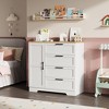 Wood Armoire Wardrobe Closet with 4 Drawers and Door, 43.3" Bedroom Cabinet, Hanging Rod, Clothing Storage Dresser - 4 of 4