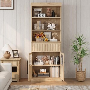 Garvee 70" Kitchen Pantry Cabinet with Drawer, 2 Glass Doors & 3 Open Shelves – Engineered Wood Tall Storage Cabinet - 1 of 4