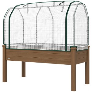 Raised Garden Bed with PE Greenhouse Cover Outdoor Planter Box for Herbs and Vegetables, 48 x 22 x 46 inch - 1 of 4
