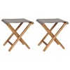 vidaXL Folding Chairs 2 Pcs Patio Stool for Camping Solid Wood Teak and Fabric - Dark Gray - 2 of 4