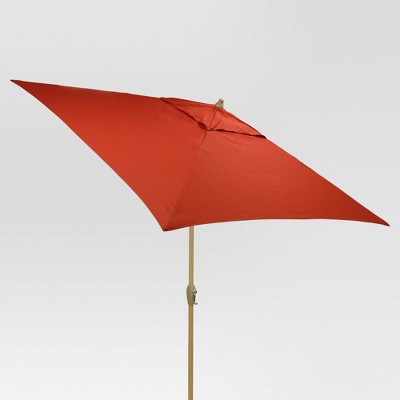 6.5' Square Umbrella - Red - Light Wood Finish - Threshold™