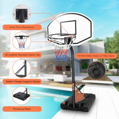 Vynxaria Portable Poolside Basketball Hoop Swimming Pool 3.1ft to 4.7ft Height-Adjustable for kids