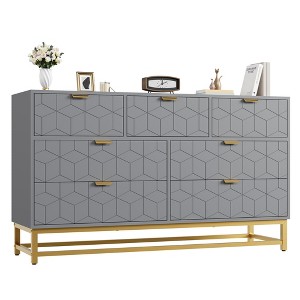 Dresser for Bedroom,Modern Drawer Double Dresser with Gold Handles,Long Storage Organizer for TV Stand & Closet - 1 of 4