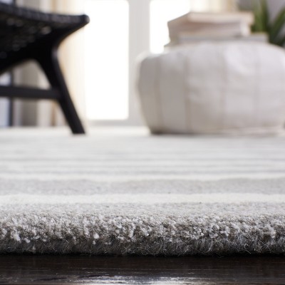 Grey and Ivory Hand-Tufted Wool and Viscose Area Rug