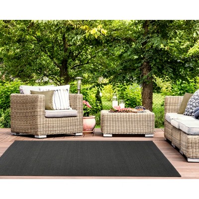 Charcoal Flat Woven Reversible Indoor/Outdoor Rug 5' x 7'
