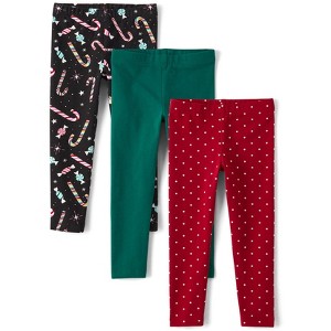 The Children's Place Baby Girls Christmas Candy Cane Leggings 3-Pack - 1 of 3