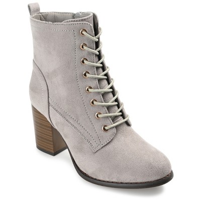 Journee Womens Baylor Lace Up Stacked Heel Booties