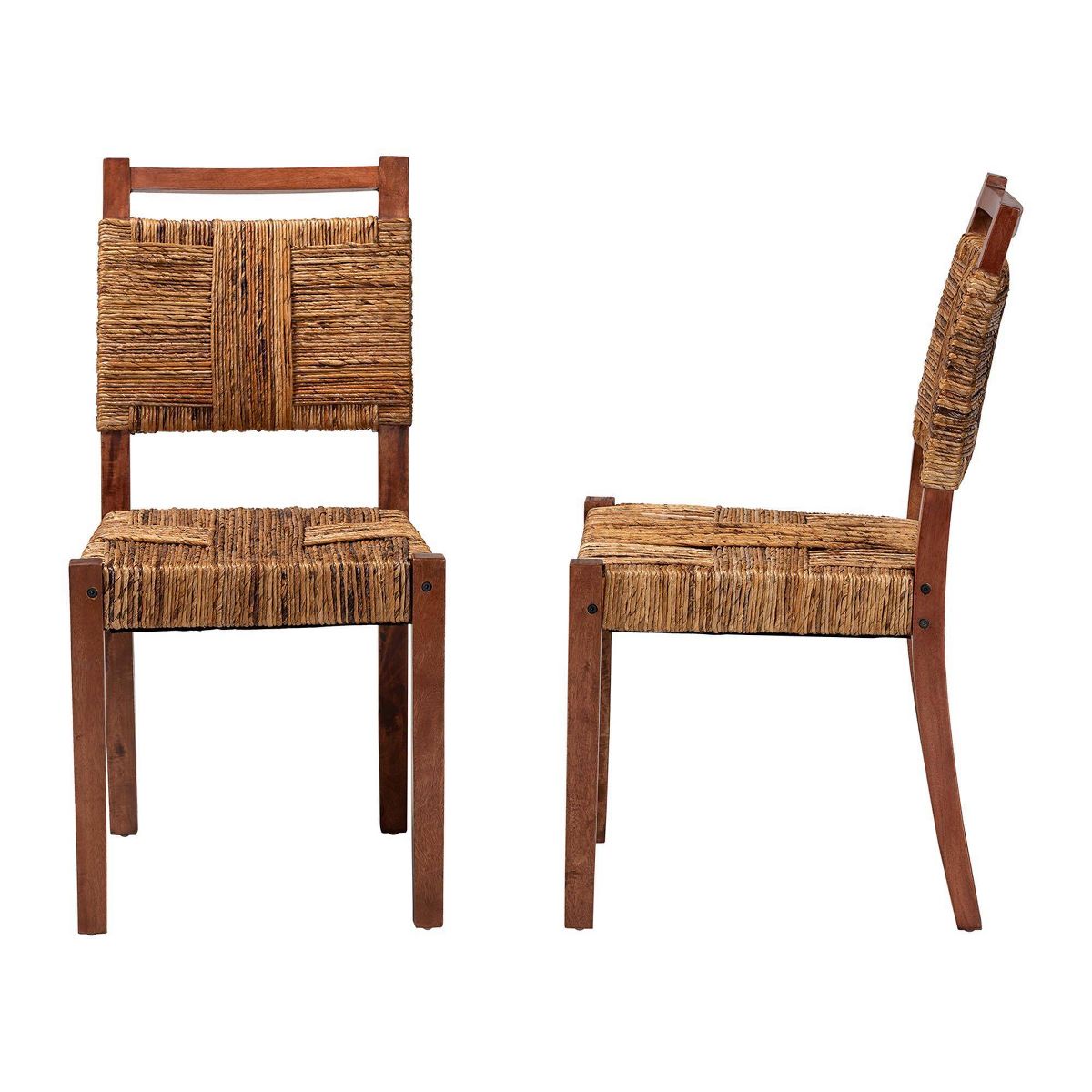 bali & pari Chabela Handwoven Seagrass Set of 2 Dining Chair Natural Brown/Light Brown - thumbnail 3
