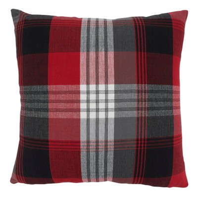 Classic Plaid Red, White, and Black 20" Square Throw Pillow