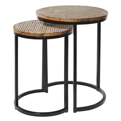 Set of 2 Contemporary Metal Accent Tables Brown - Olivia & May