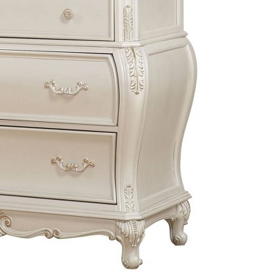 Chantelle Pearl White 65'' Decorative Storage Chest with Felt-Lined Drawers