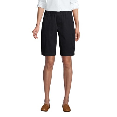 Lands' End Women's Plus Size Mid Rise Elastic Waist Pull On 12" Chino Bermuda Shorts