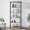 Industrial Bookshelf Wood Bookcase 6 Tier Storage Open Rack Shelf with Metal Frame Tall Standing Bookshelves Large Grey Display Rack Home Office - 2 of 4