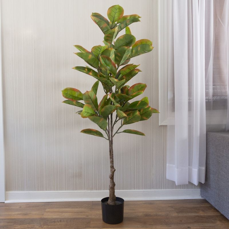 Pure Garden Artificial Rubber Plant 51-Inch Faux Tree with Natural-Feel Leaves, 2 of 9