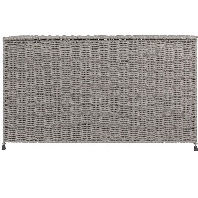 Large Gray Woven Paper Rope Storage Chest with Hinged Lid