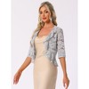 Allegra K Women's Evening Wedding Half Sleeve Ruffle Hem Elegant Lace Cardigan - 4 of 4