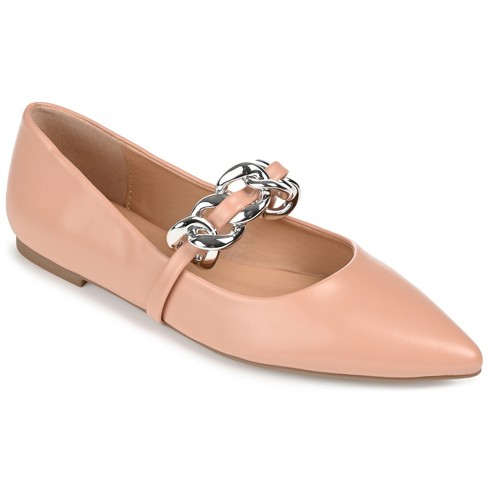 JOURNEE COLLECTION Womens Silver Embellished Padded Renzo Pointed Toe Slip On Flats Shoes W main image 1