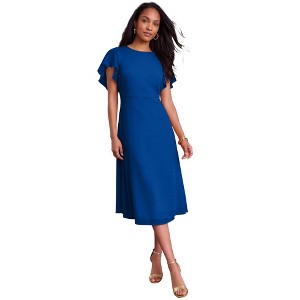 georgette fit and flare dress Jessica London Georgette Fit-And-Flare Caplet Dress