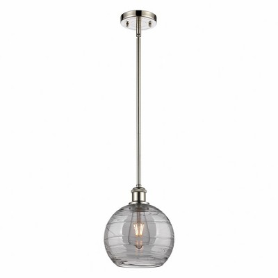 Athens Deco Swirl - 1 Light Stem Hung Mini Pendant In Industrial Style-10 Inches Tall and 8 Inches Wide