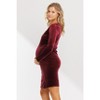 Hello Miz Women's Velvet Long Sleeve Square Neck Maternity Mini Dress - 2 of 4
