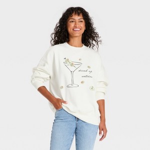 Women's Crewneck Drink Up Witches Fleece Graphic Pullover