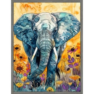 Amanti Art Elephant in Flowers by Justyna Jaszke Framed Canvas Wall Art - 1 of 4