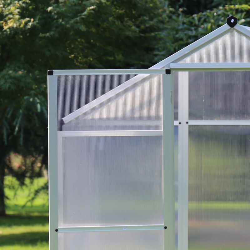 Outsunny Walk-In Polycarbonate Greenhouse with Roof Vent for Ventilation & Rain Gutter, Hobby Greenhouse for Winter, 6 of 13