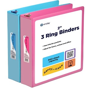 3 Inch Binder (2 Pack) Pink and Purple 3 Ring Binder 3 inch, Three Ring Binder, 3 inch 3 Ring Binder, Clear View Cover with 2 Inside Pockets - 1 of 4