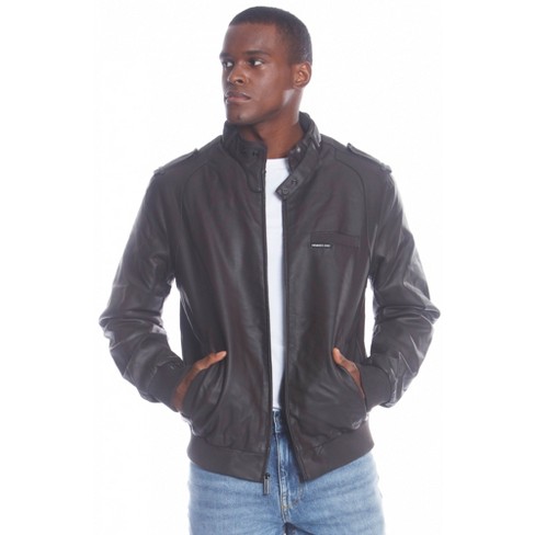 Members Only Men's Vegan Leather Iconic Racer Jacket - Small, Dark Brown