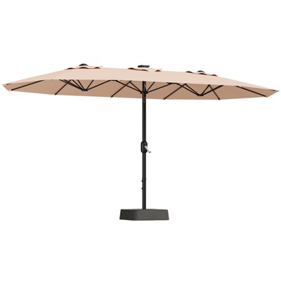 Garvee 15FT Rectangular Patio Umbrella with Base Included - Large Patio Umbrella with Crank Handle, UV Protection for Outdoor Market