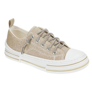 Very G Womens Aman Glitter 2 Lace Up Canvas Sneaker, Gold - 1 of 4