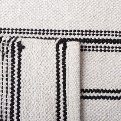 Handwoven Black Cotton 6' Square Flat Woven Rug