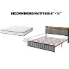 Full Size Bed Frame with Shelf Headboard, Industrial Upholstered Platform Bed, Heavy Duty Metal Slats Support, No Box Spring Needed, Easy Assembly - 3 of 3
