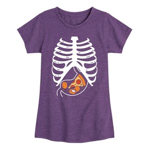 Girls' - Instant Message - Pizza Nuggets Skeleton Fitted Short Sleeve Graphic T-Shirt - 1 of 4