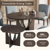 Modern Dining Set for 4,Rubber Wood Extendable Round Dining Table with Removable Leaf and 4 Upholstered Dining Chairs for Small Places-Tanpinhause - 3 of 4
