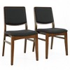 ORRD Mid-Century Modern Dining Chairs Set of 2, Walnut Solid Wood Frame with Easy-Clean Vegan Leather Upholstered Seat for Kitchen & Dining - 3 of 4