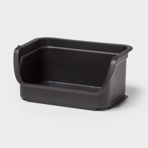 3.6qt Open Front Stackable Storage Bin - Brightroom™: Portable Black ...