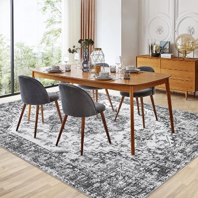 Home Vintage Area Rug for Living Room,Low-Pile Machine Washable Rug,Non-Shedding Ultra-Thin Stain Resistant Indoor Floor Rugs