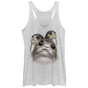 Women's Star Wars The Last Jedi Porg Eyes Racerback Tank Top - 1 of 3
