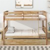 RISOKEYS Twin Over Twin Rubber Wood Bunk Bed with Trundle, Convertible into Twin Size Beds,Bunk Bed with Ladder and Safety Guardrails - 2 of 4