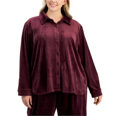 Calvin Klein Womens Velour Button Up Shirt