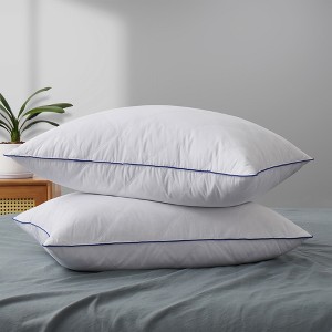 Peace Nest Medium-Firm Gusseted Goose Feather Down Bed Pillow Set of 2 - 1 of 4