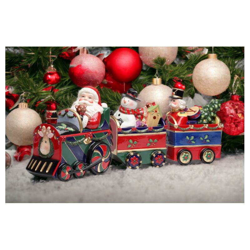 Kevins Gift Shoppe Ceramic Train Set Canisters with Santa Frosty and The Nutcracker, 3 of 4