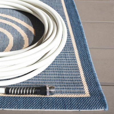 Blue Geometric Patterned Synthetic Outdoor Area Rug