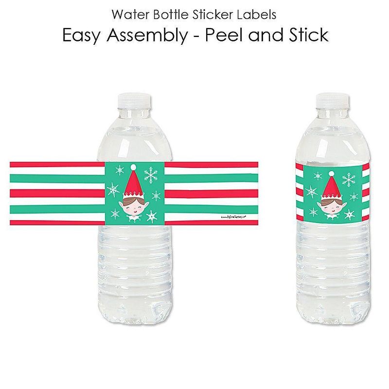 Big Dot of Happiness Elf Squad - Kids Elf Christmas and Birthday Party Water Bottle Sticker Labels - Set of 20, 2 of 6