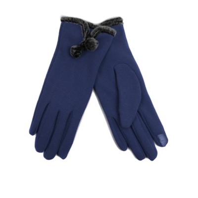 Women's Stylish Touch Screen Gloves with Fur Trim & Fleece Lining