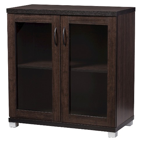 Zentra Modern and Contemporary Sideboard Storage Cabinet with Glass Doors - Dark Brown - Baxton Studio - image 1 of 4