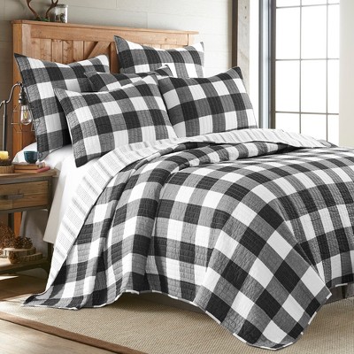 Camden Black and White Cotton Twin Quilt Set